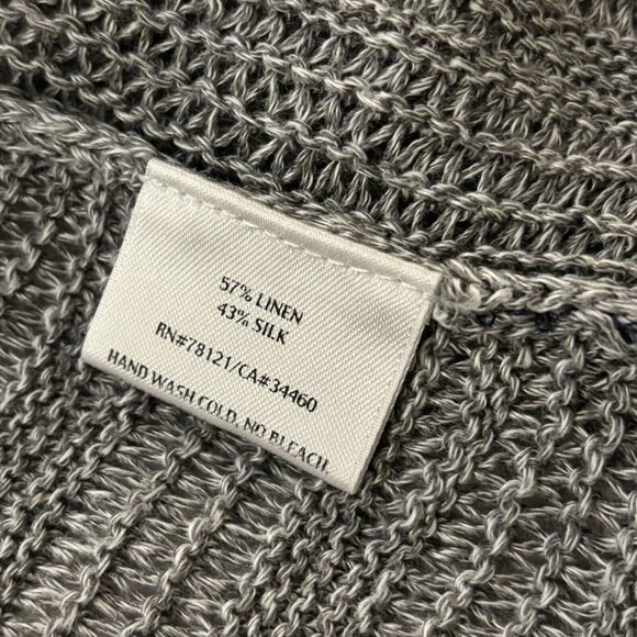 EILEEN FISHER Small Cardigan Sweater Gray Linen/Silk Open Front Neutral Minimal - Picture 8 of 11